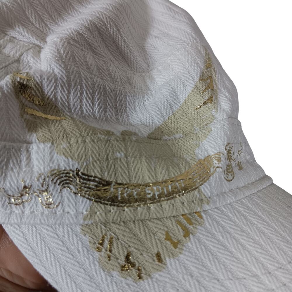 Y2K Target Cap White with Gold Free Spirit Graphics Adjustable Backing - Picture 5 of 6